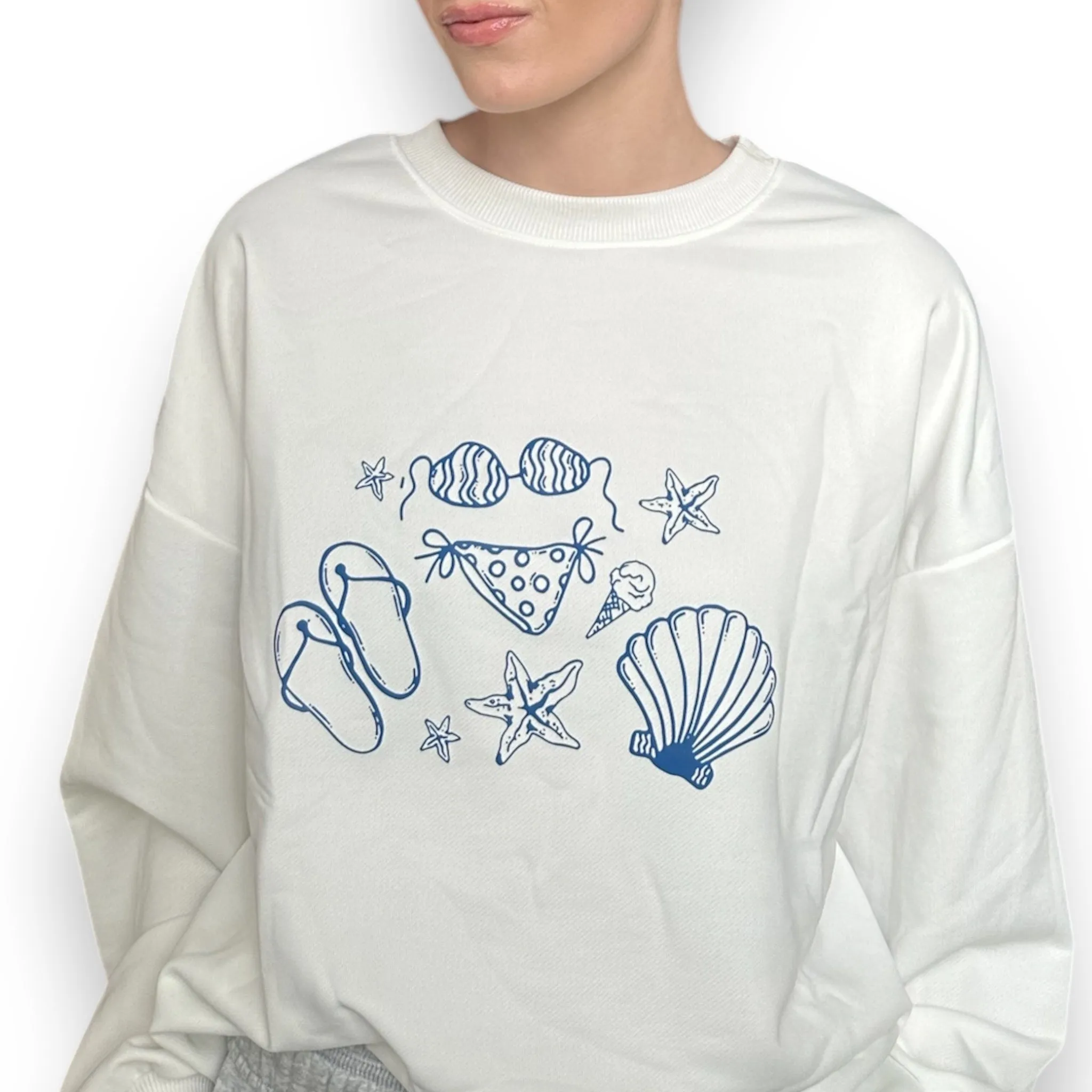 Beach Print Crewneck