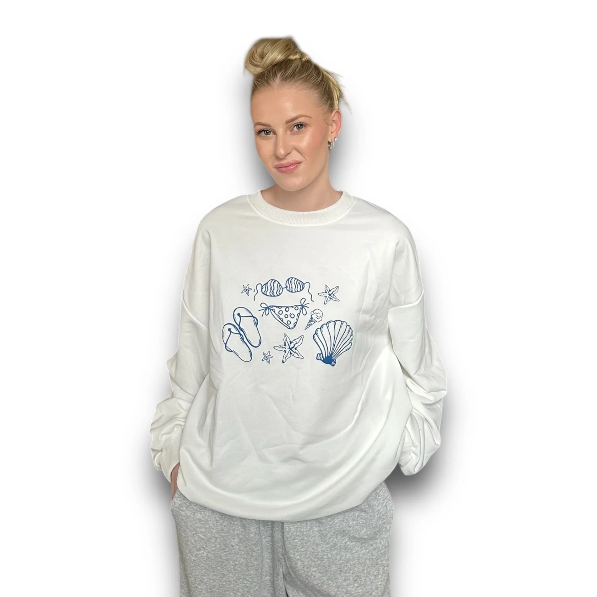 Beach Print Crewneck