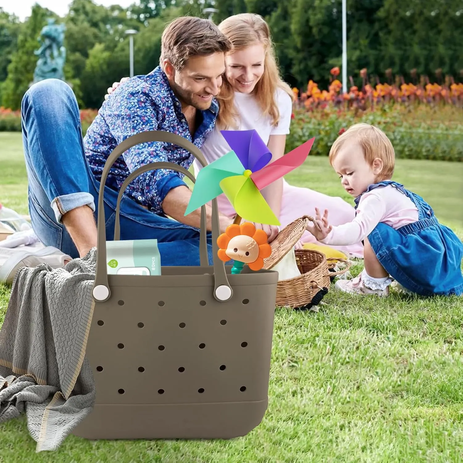 Beach Rubber Bag Tote Bag,Extra Large Waterproof Travel Women Handbag with Charms for Sports Beach Groceries Pool
