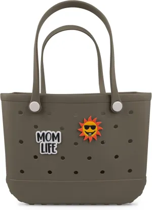 Beach Rubber Bag Tote Bag,Extra Large Waterproof Travel Women Handbag with Charms for Sports Beach Groceries Pool