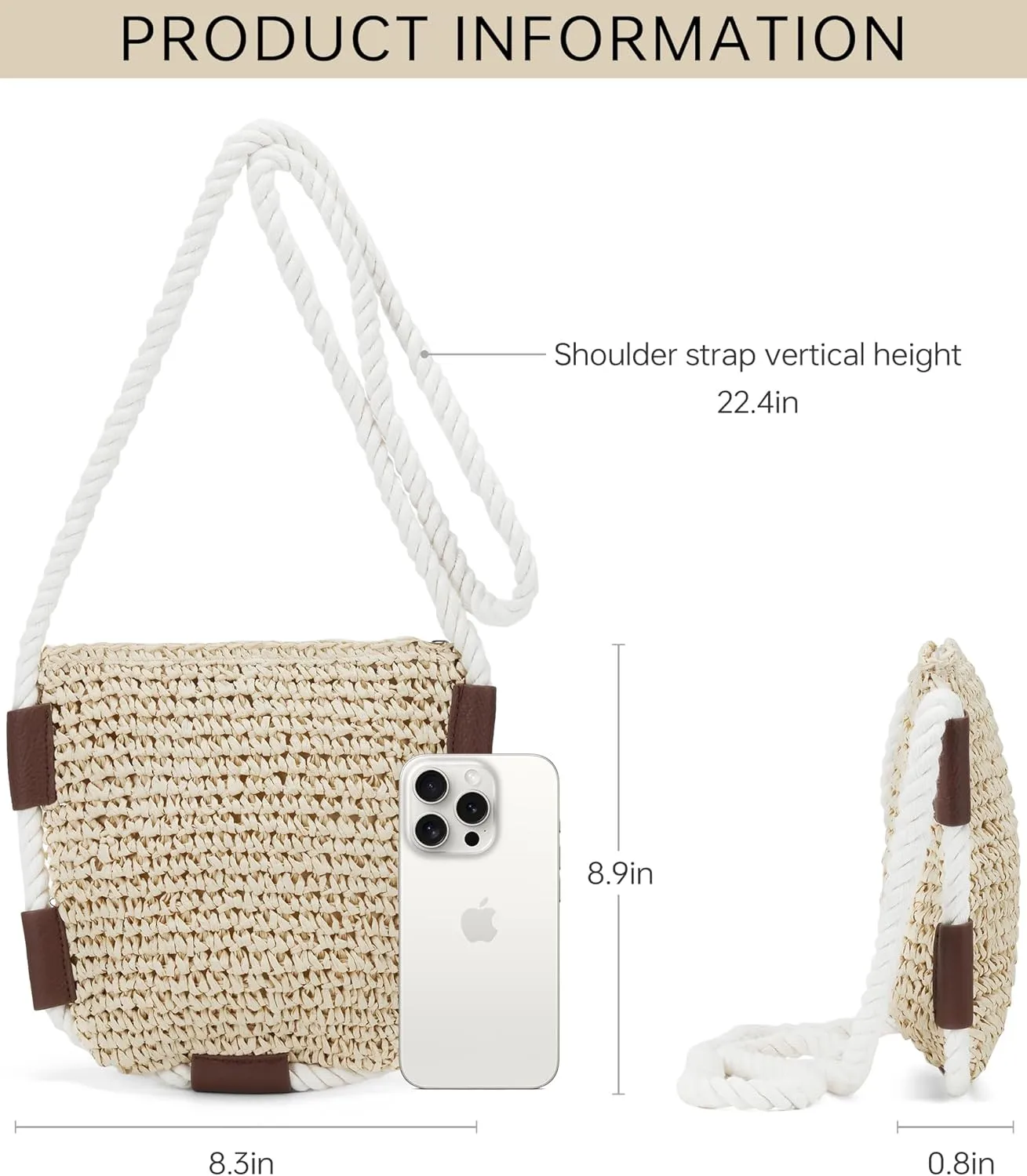 Beach Straw Purse For Women: Small Straw Bags Crossbody Shoulder Handbags - Raffia Woven Tote Purse For Summer Vacation