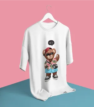 Beach Teddy White Oversized T-shirt
