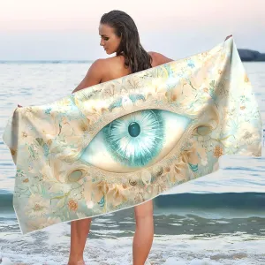 Beach Towel Beautiful Eye Print Oversized Sand Free Quick Dry Lightweight with Storage Bag for Women Men 30x60 in