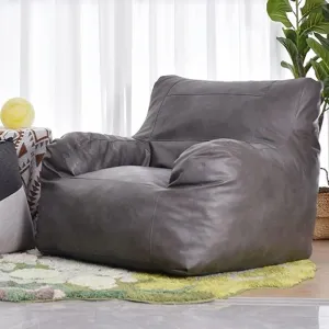 Bean Bag Chairs for Adults,Plus Big Single Leather Bean Bag Sofa Cover Frameless Pouf Beanbag Chair for Bedroom Living Room Garden Outdoor Furniture,Without Filling Bean Bag Cover (Color : Gray)