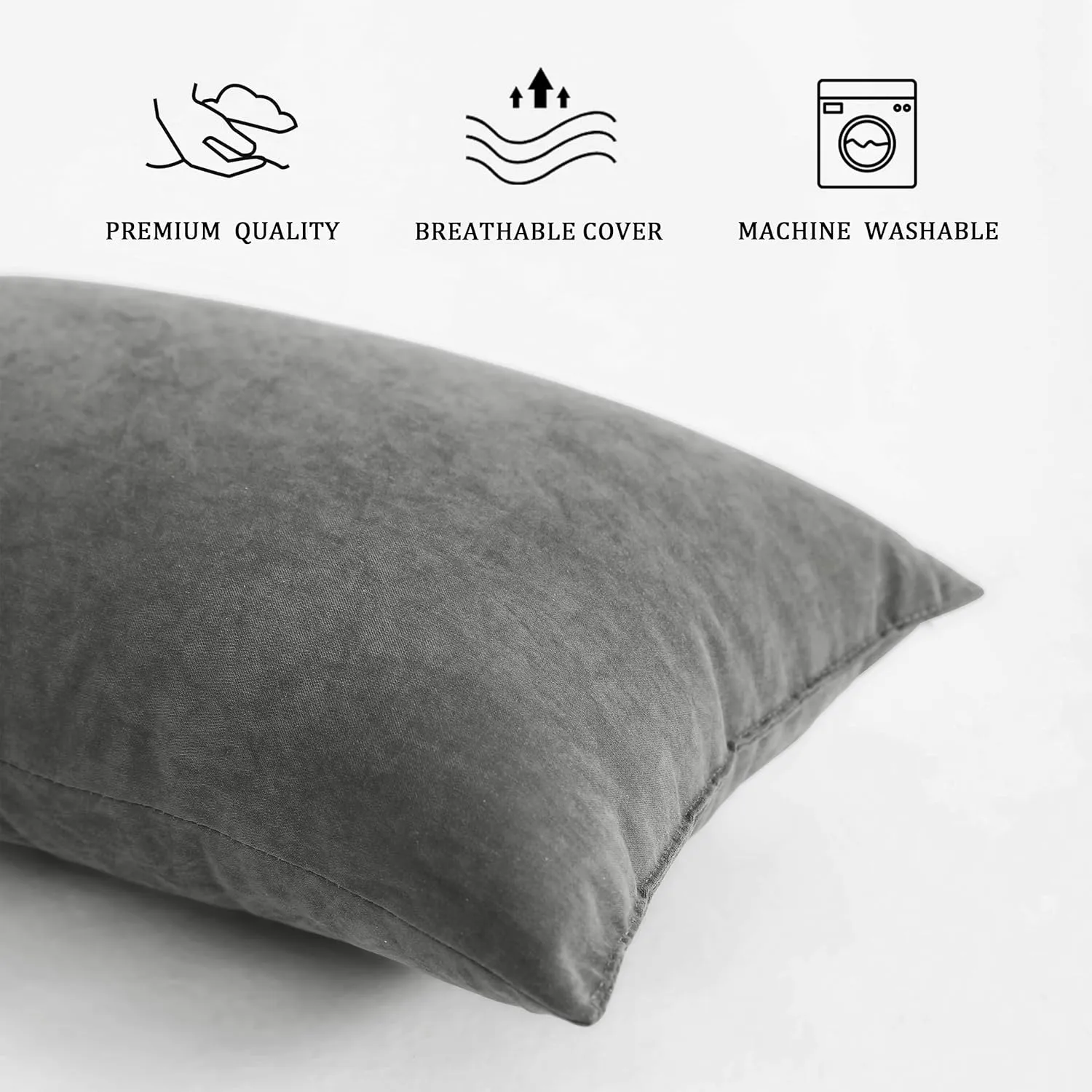 bedsum 2 Pack Toddler Pillows, 13''x18'' Microfiber Baby Pillows for Toddler, Travel, Pets, Soft & Machine Washable Small Pillows w/ Excellent Resilience for Neck, Wrist, & Knee Support, Dark Grey