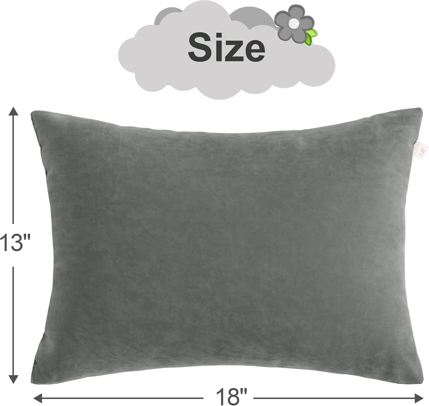 bedsum 2 Pack Toddler Pillows, 13''x18'' Microfiber Baby Pillows for Toddler, Travel, Pets, Soft & Machine Washable Small Pillows w/ Excellent Resilience for Neck, Wrist, & Knee Support, Dark Grey