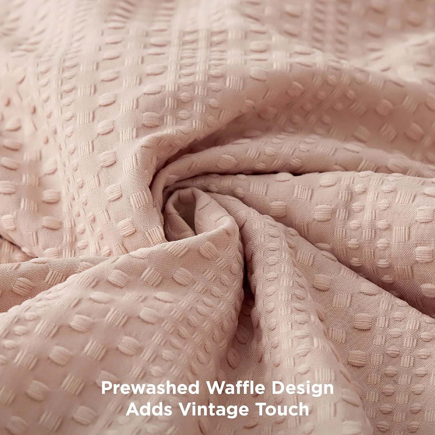 Bedsure Waffle Comforter Set Queen, Soft and Breathable Dusty Pink Bedding Comforter Set, 3 Pieces, 1 Waffle Weave Comforter (90"x90") and 2 Pillow Shams (20"x26" 2")