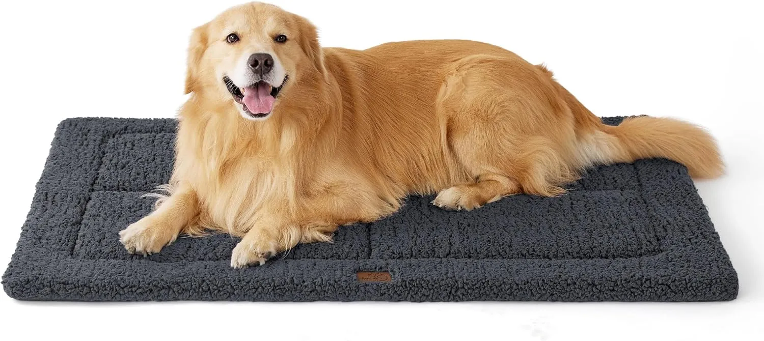 Bedsure Washable Dog Crate Bed for Extra Large Dogs, Reversible Foam Floor Dog Mat, Lightweight Travel Flat Pet Beds for Indoor & Outdoor Dogs (48" x 30", Dark Grey)