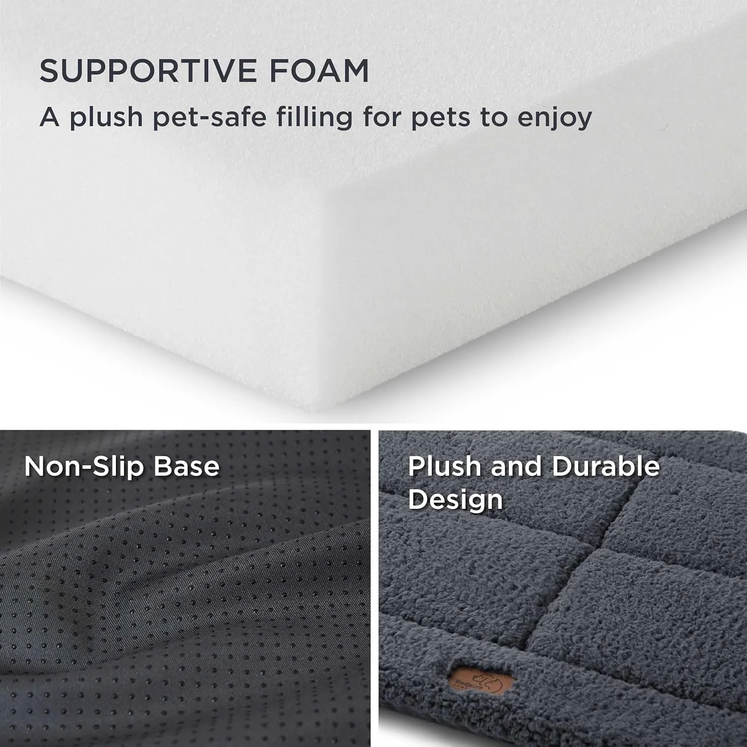 Bedsure Washable Dog Crate Bed for Extra Large Dogs, Reversible Foam Floor Dog Mat, Lightweight Travel Flat Pet Beds for Indoor & Outdoor Dogs (48" x 30", Dark Grey)