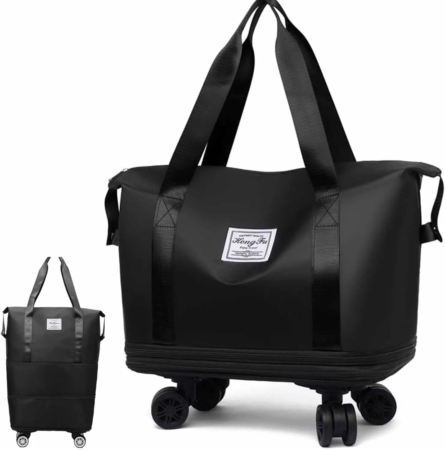 Beente Travel Bag With Wheels, 2025 New kulken Large Capacity Travel Bag-Universal Wheel Removable, All-In-One Travel Set(Black)