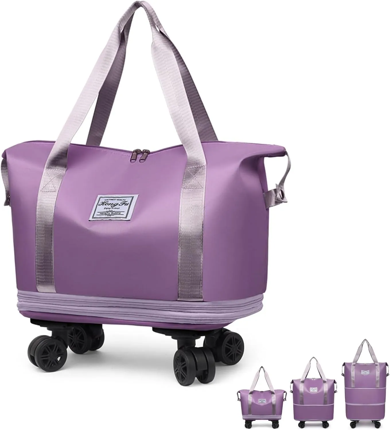 Beente Travel Bag with Wheels, 2025 New Large Capacity Beente Expandable Travel Bag, Universal Wheel Removable with Trolley Sleeve(Purple)