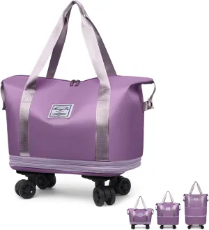 Beente Travel Bag with Wheels, 2025 New Large Capacity Beente Expandable Travel Bag, Universal Wheel Removable with Trolley Sleeve(Purple)