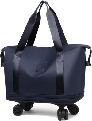 Beente Travel Bag with Wheels, 2025 New Large Capacity Travel Bag Universal Wheel Removable, Expandable Foldable, for Travel (Dark Blue)