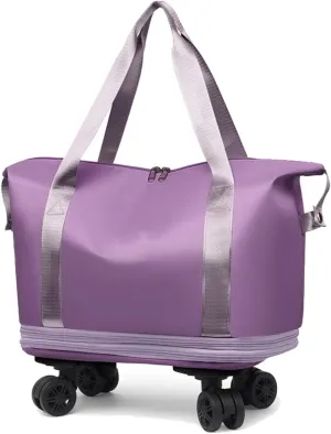 Beente Travel Bag with Wheels, 2025 New Large Capacity Travel Bag Universal Wheel Removable, Expandable Foldable, for Travel (Purple)