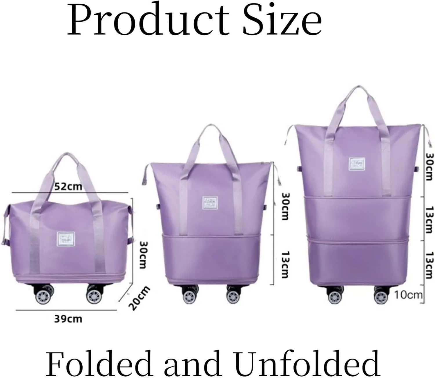 Beente Travel Bag With Wheels-2025 New Large Capacity Travel Bag-Universal Wheel Removable, Foldable Carry (Dark Purple)