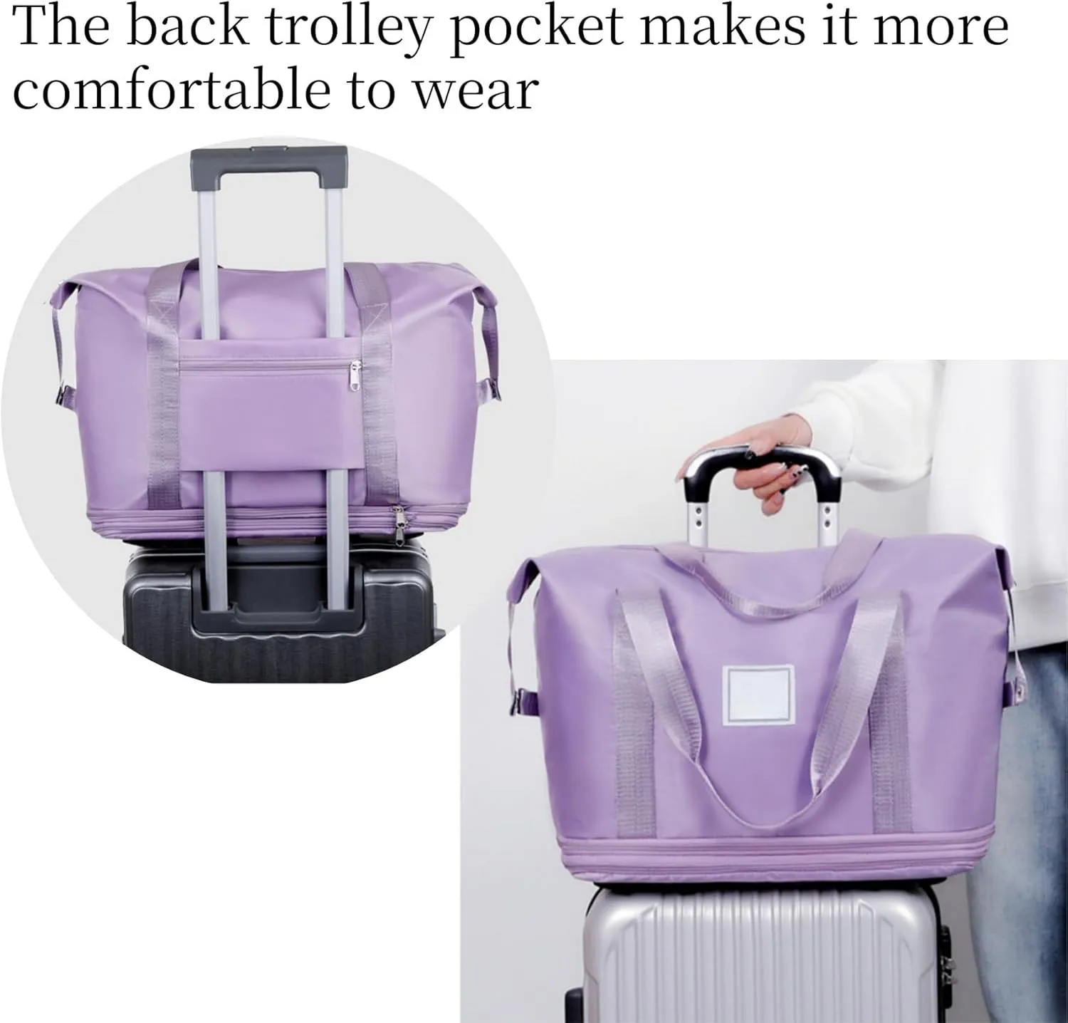 Beente Travel Bag With Wheels-2025 New Large Capacity Travel Bag-Universal Wheel Removable, Foldable Carry (Dark Purple)