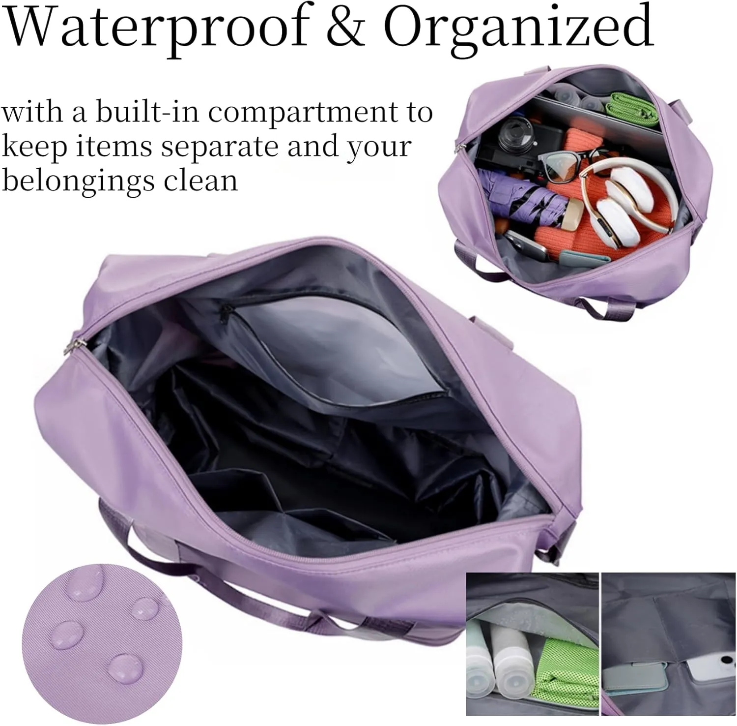 Beente Travel Bag With Wheels-2025 New Large Capacity Travel Bag-Universal Wheel Removable, Foldable Carry (Dark Purple)