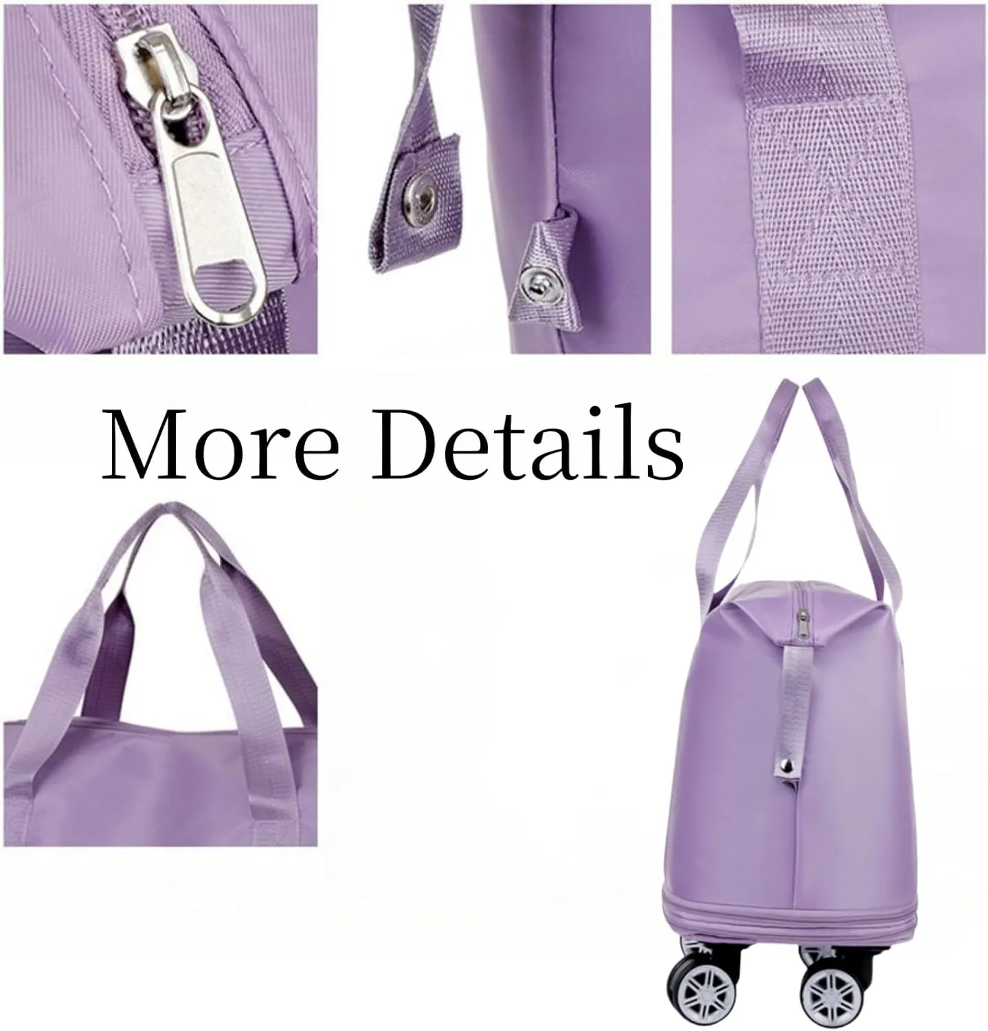 Beente Travel Bag With Wheels-2025 New Large Capacity Travel Bag-Universal Wheel Removable, Foldable Carry (Dark Purple)