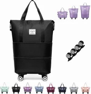 Beente Travel Bag With Wheels, 2025 New Large Capacity Travel Bag - Universal Wheel Removable Silent, Expandable Foldable Carry-On Luggage Bags, For Travel (Black)