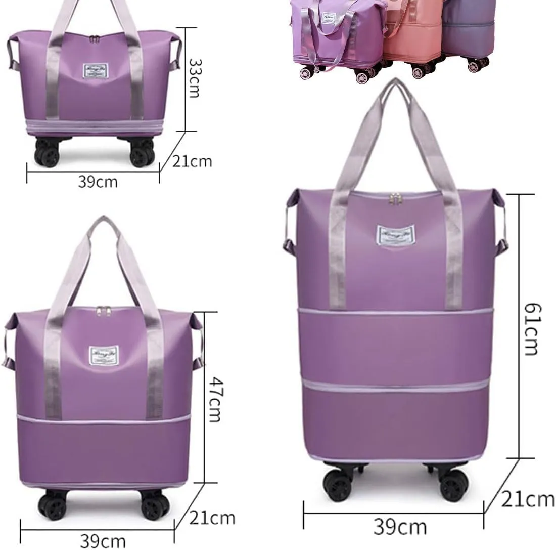Beente Travel Bag With Wheels, Expandable Duffel 2025 New Large Capacity Travel Bag - Universal Wheel Removable (Dark Purple,No wheels)