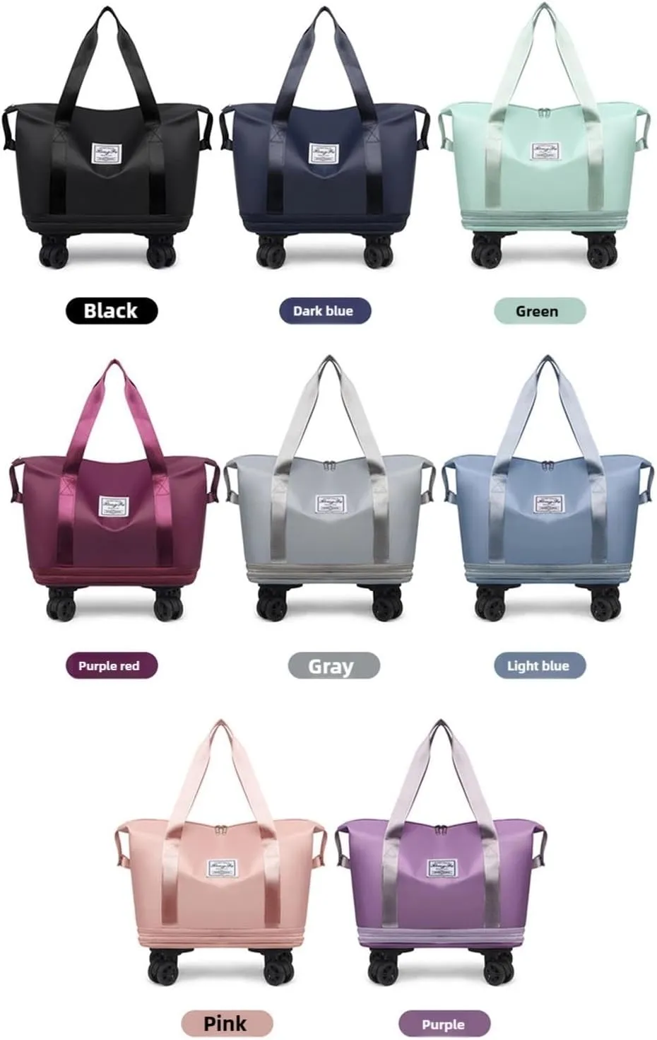 Beente Travel Bag with Wheels, Kulken Travel Bag with Removable Wheels, Universal Wheel Removable, Expandable Foldable (Light Purple)