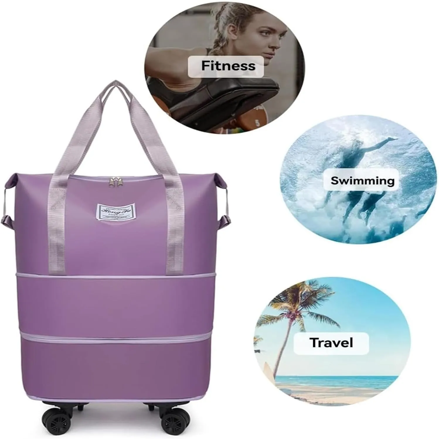 Beente Travel Bags With Wheels - Beente Expandable Travel Bag, 2025 New Large Capacity Bag, Universal Wheel Removable, Camping, Weekend Trips (Dark Blue)
