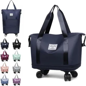 Beente Travel Bags With Wheels - Beente Expandable Travel Bag, 2025 New Large Capacity Bag, Universal Wheel Removable, Camping, Weekend Trips (Dark Blue)