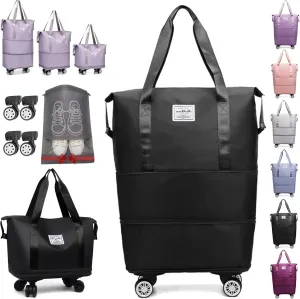 Beente/Pepepo/Kulken Travel Bag with Wheels, Large Capacity Travel Bag with Wheels (Black)