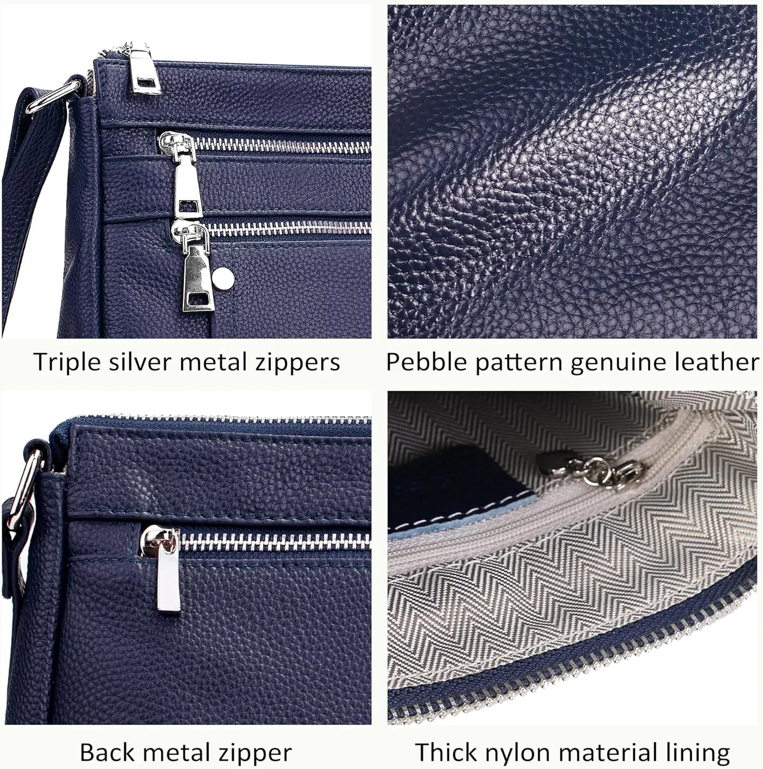 befen Genuine Leather Small Crossbody Bags Purses for Women Pocketbooks Shoulder Bag Satchel Purse with Multi Zipper Pockets