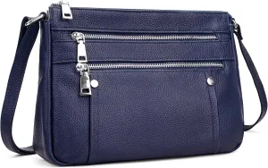 befen Genuine Leather Small Crossbody Bags Purses for Women Pocketbooks Shoulder Bag Satchel Purse with Multi Zipper Pockets