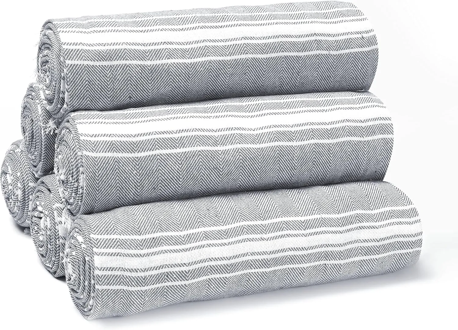 Belizzi Home Peshtemal Turkish Towel Chevron Beach Towels Oversized 36x71 Set of 6, Beach Towels for Adults, Soft Durable Absorbent Extra Large Bath Sheet Hammam Towel - Charcoal Grey