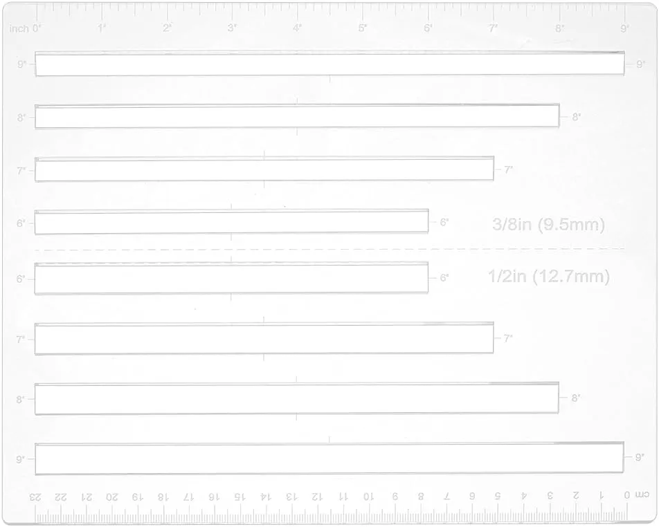 BENECREAT Zipper Pocket Template for 6/7/8/9 inch Zippers Measuring, Clear Sewing Templates for Bags, Zipper Measurement Tool for Bag Making