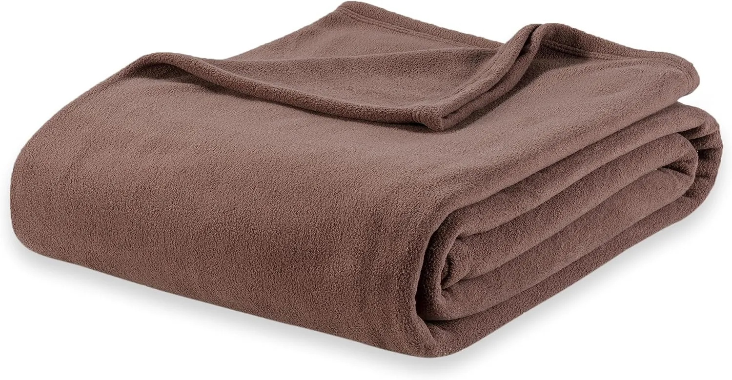 Berkshire Blanket Microfleece Throw Size Bed Throw Blanket Taupe, Lightweight Soft Breathable Plush Micro Fleece Throw Blanket for Travel, Bed and Couch, 50x60 Inches