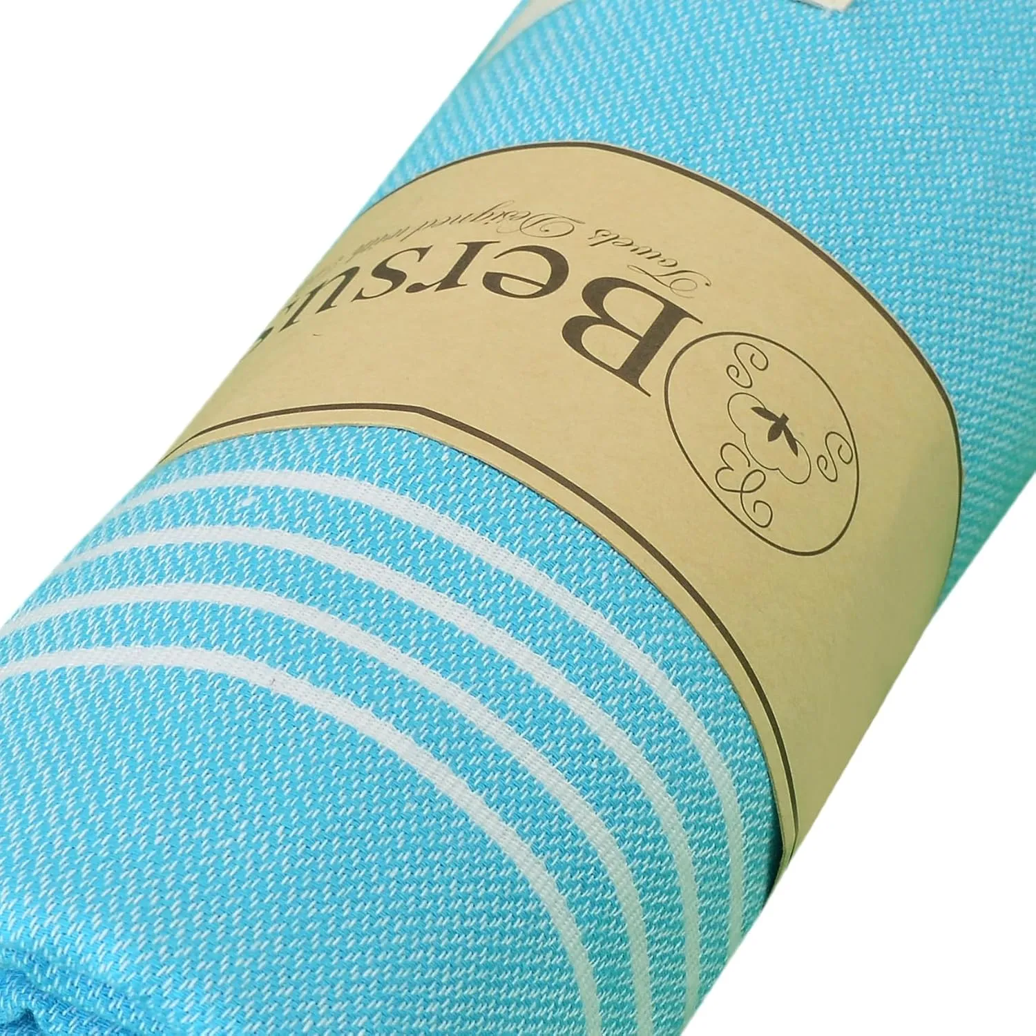 Bersuse Towels Anatolia XL Beach Blanket Throw Blanket Turkish Towel 100% Cotton Extra-Large Quick-Dry Lightweight Premium Peshtemal Towel - 61x82 Inches, Turquoise