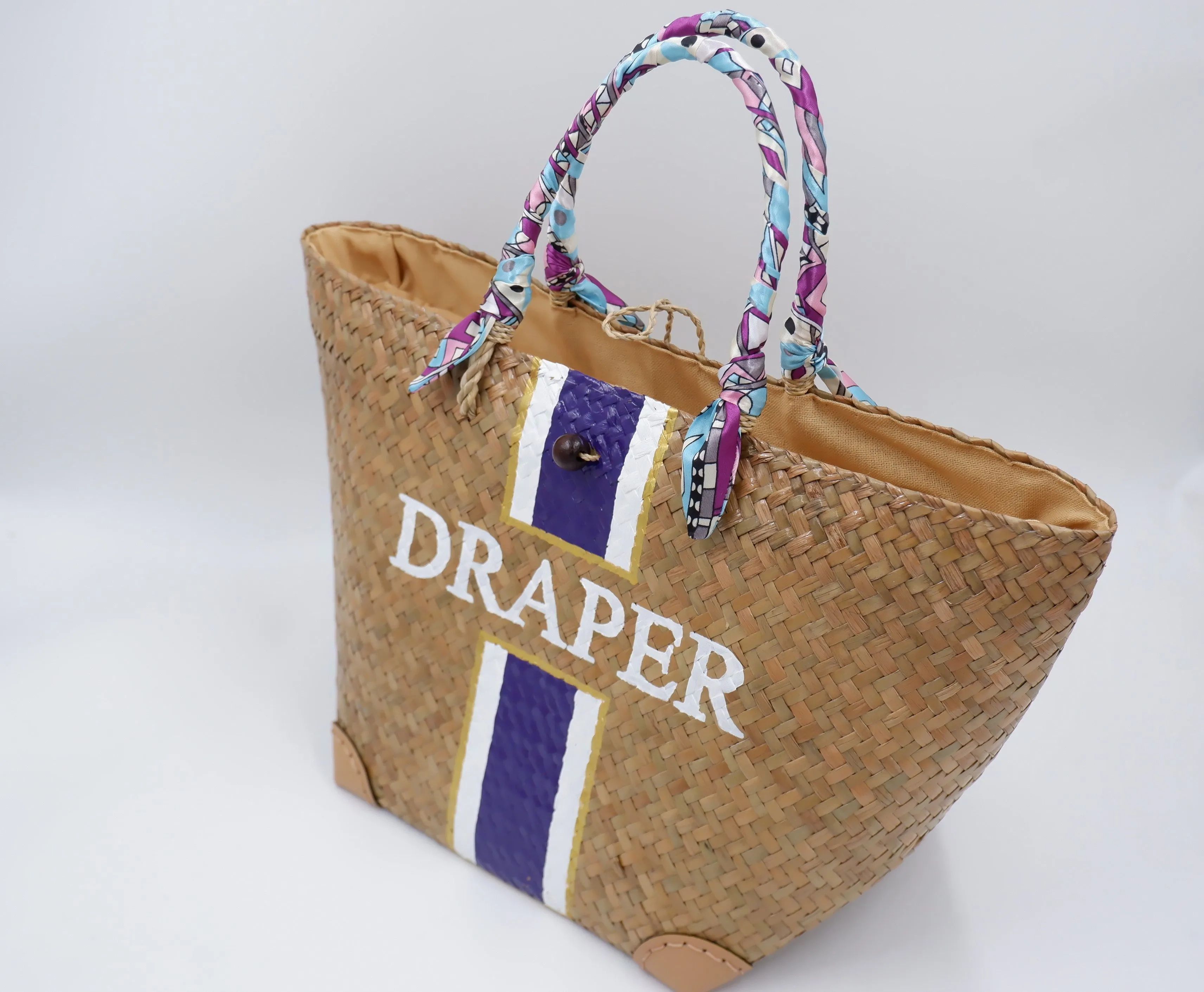 Bespoke Bridesmaids gift Monogram beach bag  Personalized Beach tote bag