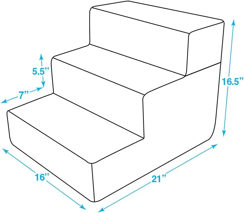 Best Pet Supplies Foldable Foam Pet Steps for Small Dogs & Cats, Portable Ramp Stairs for Couch, Sofa & High Bed Climbing, Non-Slip Balanced Step Support, Paw Safe - Gray Lattice, 3-Step (H: 16.5")