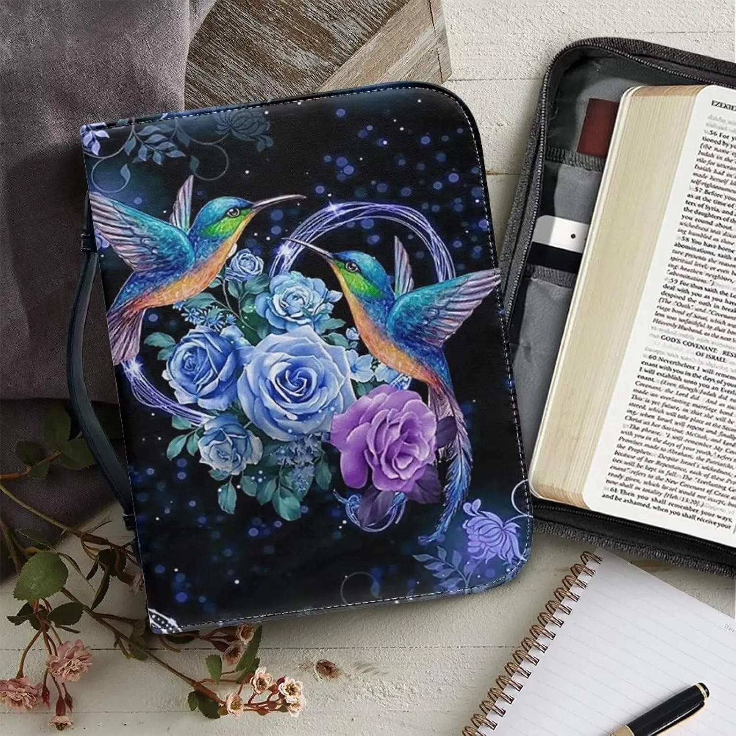 Bible Cover Case PU Leather Book Cover for Women Girls, Large Capacity Scripture Bag Bible Cover Bags