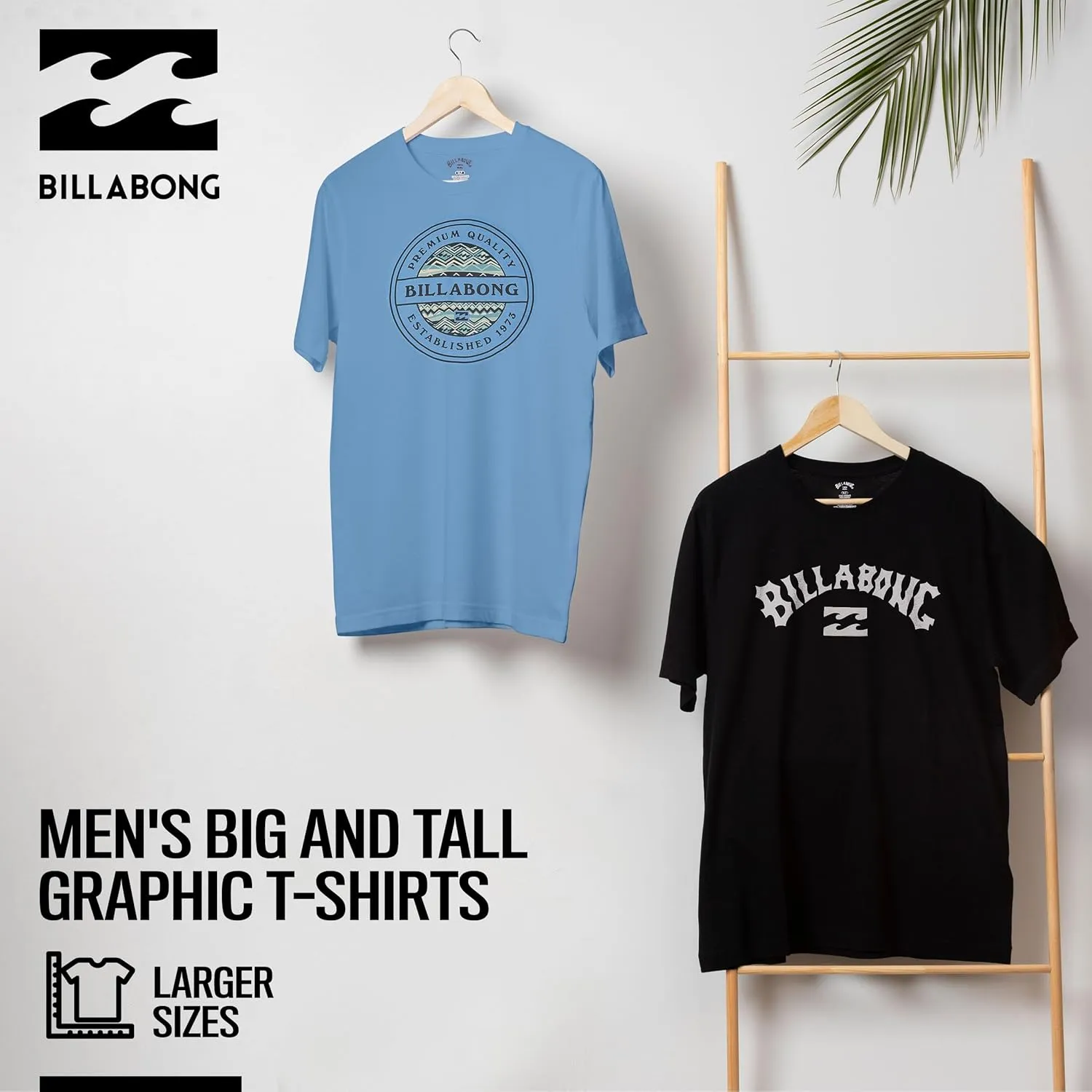 Billabong Big and Tall T-Shirts for Men – 2 Pack Cotton Mens Beach Summer Tees