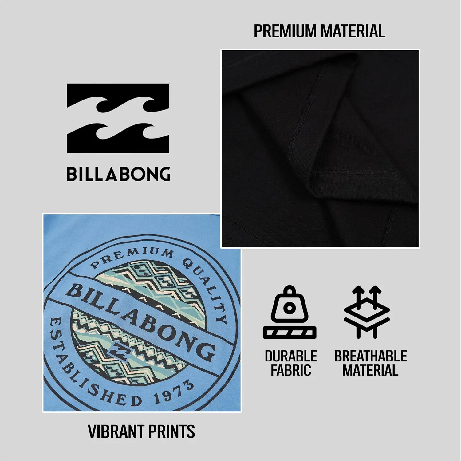Billabong Big and Tall T-Shirts for Men – 2 Pack Cotton Mens Beach Summer Tees