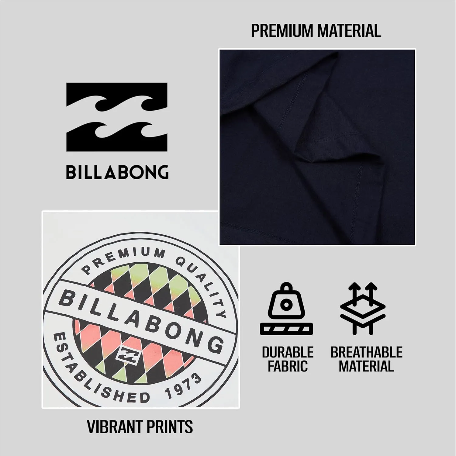 Billabong Big and Tall T-Shirts for Men – 2 Pack Cotton Mens Beach Summer Tees