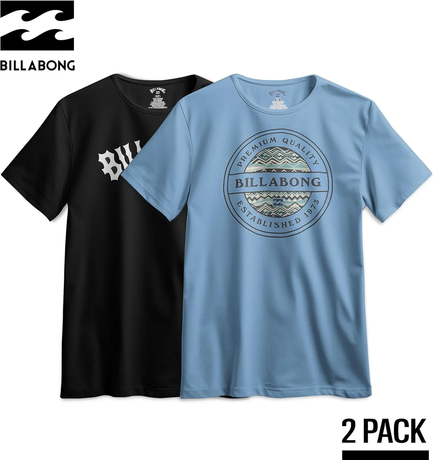Billabong Big and Tall T-Shirts for Men – 2 Pack Cotton Mens Beach Summer Tees