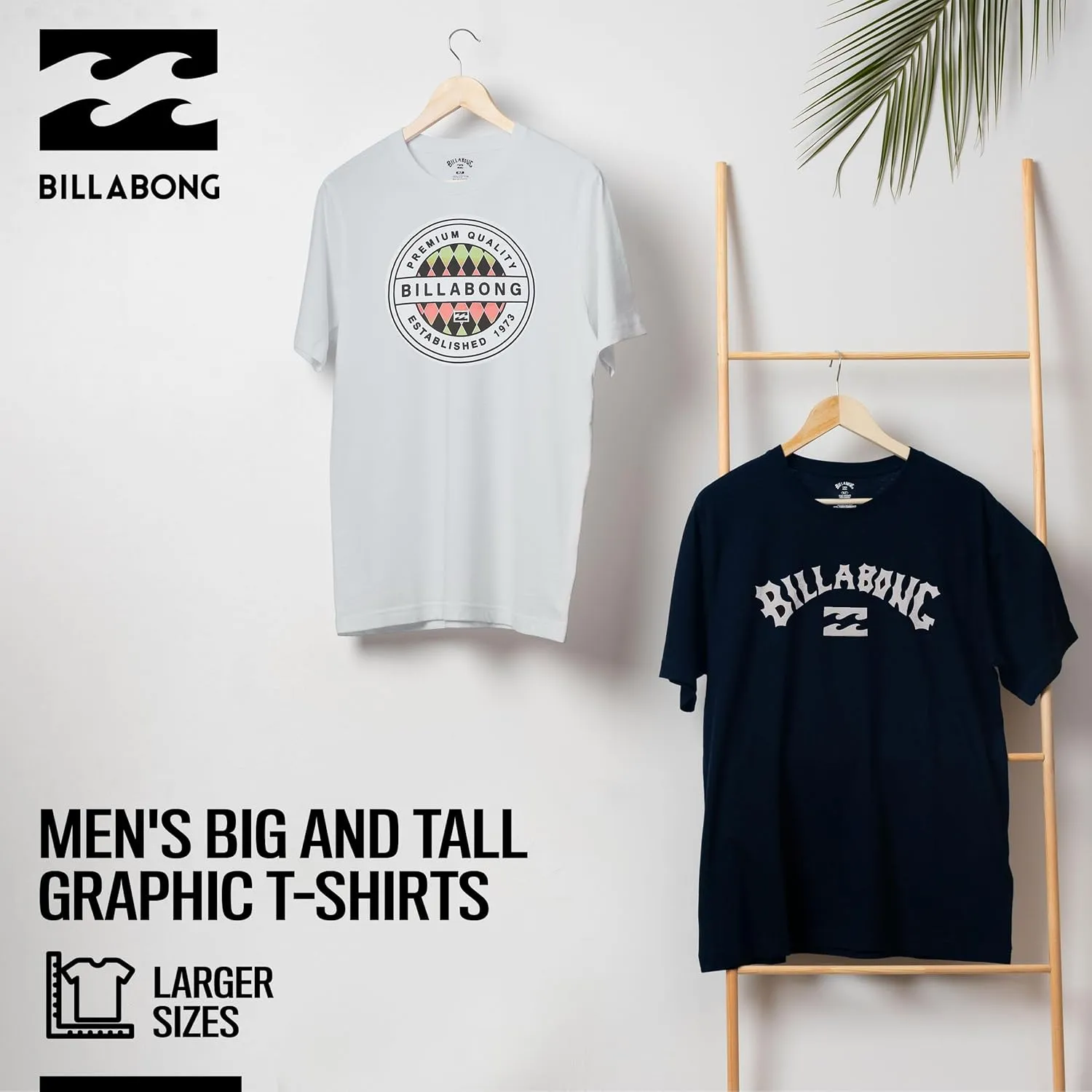 Billabong Big and Tall T-Shirts for Men – 2 Pack Cotton Mens Beach Summer Tees