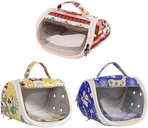 Birdcages Parrot Hamster Travel Bag Breathable Cockatiel Outing Bag Chinchilla Ferret Carrying Bag,Blue Elk