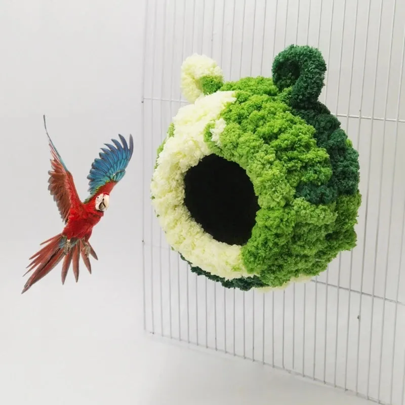 Birds Nest Parrots Plush Nest Hanging Tree House for Small Birds Pet Portable Bird Screw Fixed Nest Perch Bed Bird Toy