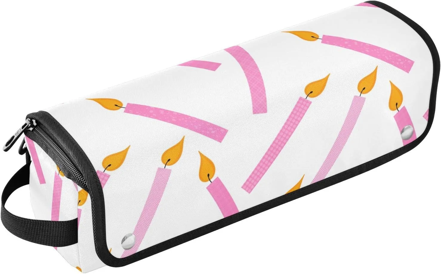Birthaday Pink Burning Candles Hair Tools Travel Bag with Heat Resistant Mat, Travel Carrying Case for Curling Iron, Straightener, Portable Organizer Cosmetic Bag