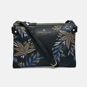 Black Botanic Zip Top Crossbody