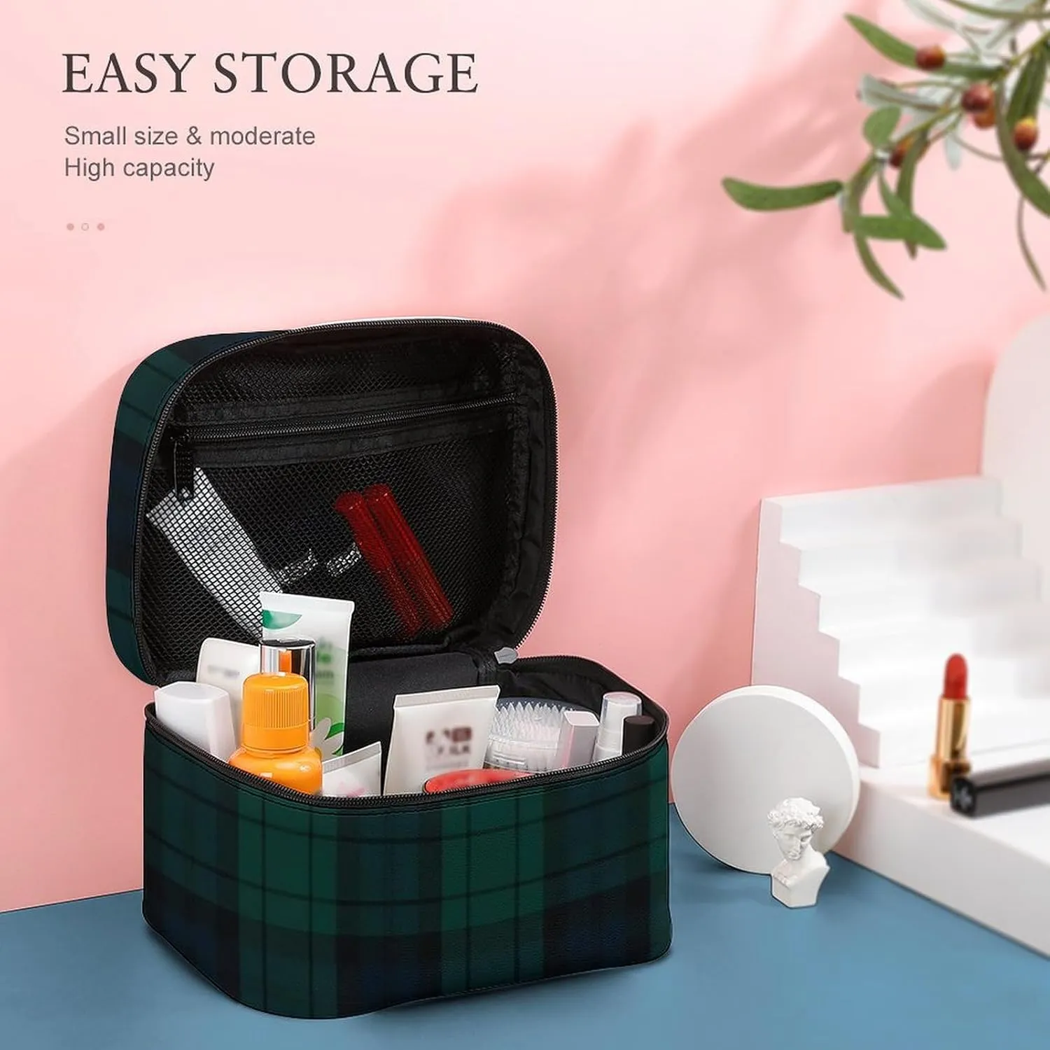 Black Watch Tartan Large Capacity Soft And High-value Practical Makeup And Wash Bag