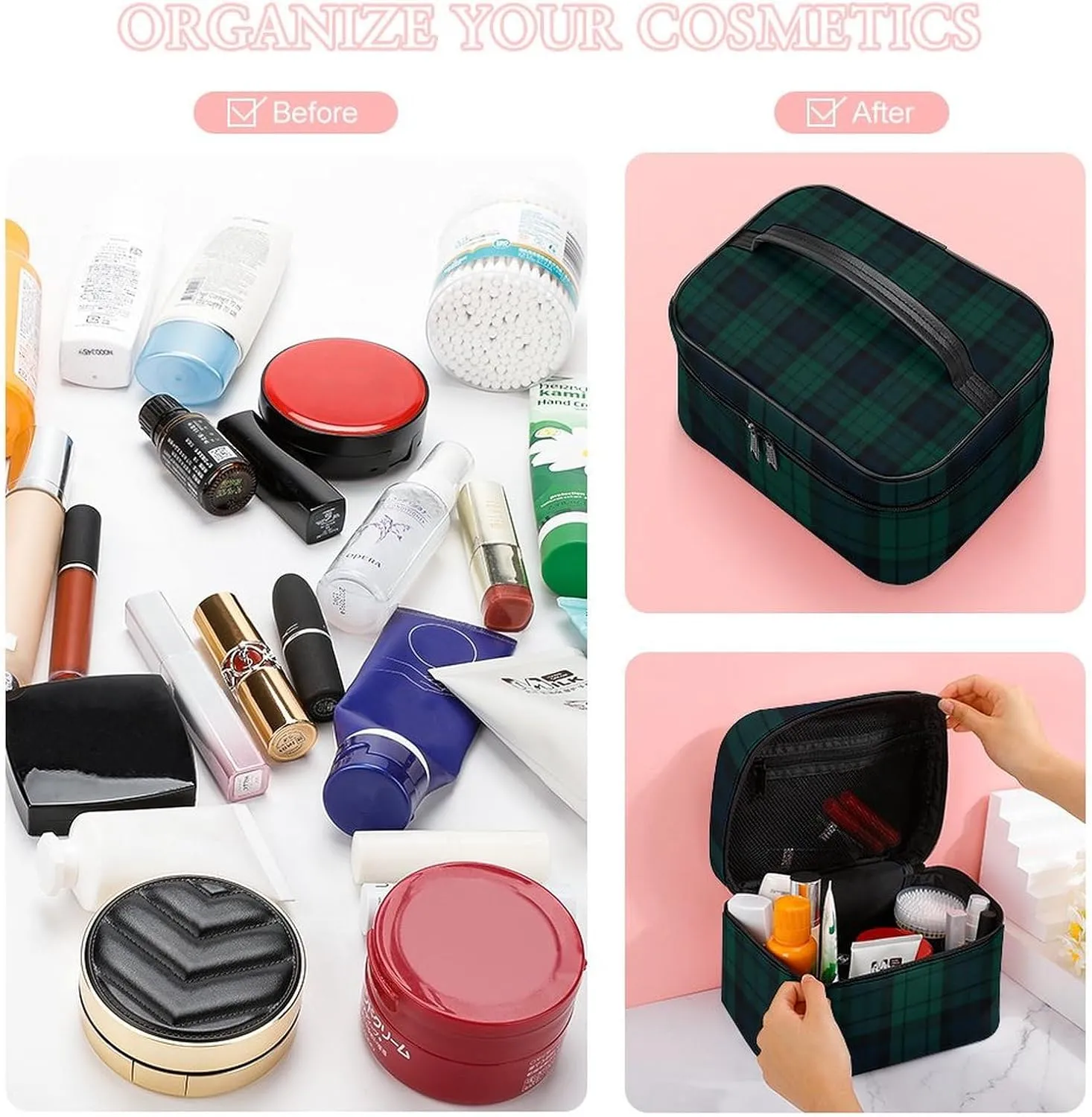 Black Watch Tartan Large Capacity Soft And High-value Practical Makeup And Wash Bag