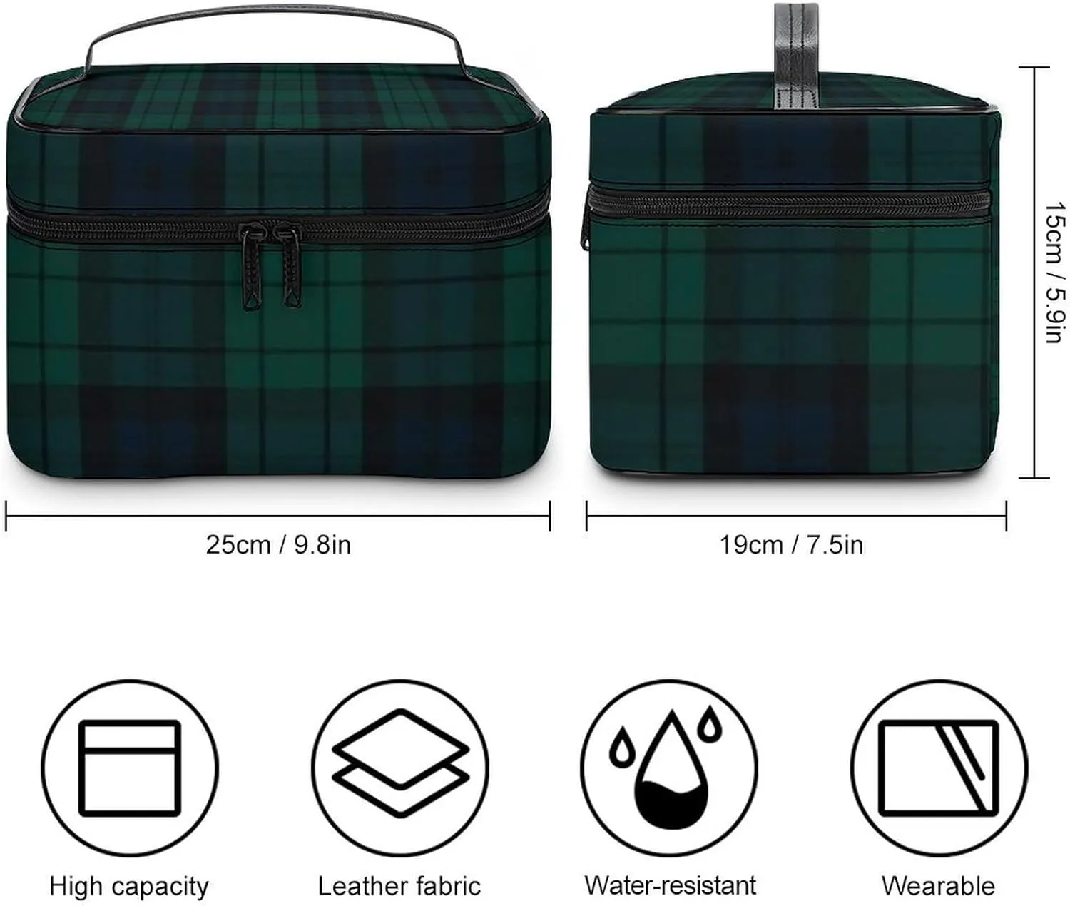 Black Watch Tartan Large Capacity Soft And High-value Practical Makeup And Wash Bag