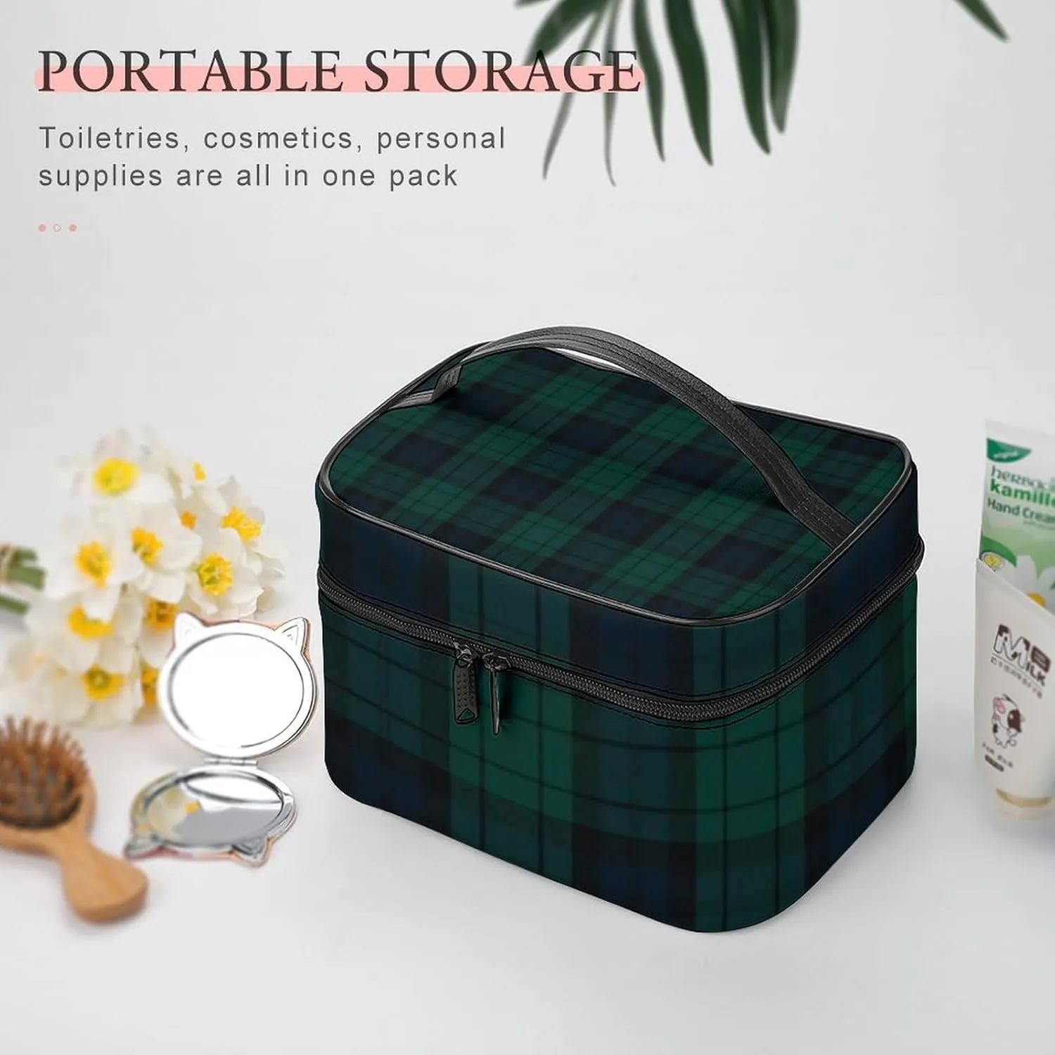 Black Watch Tartan Large Capacity Soft And High-value Practical Makeup And Wash Bag